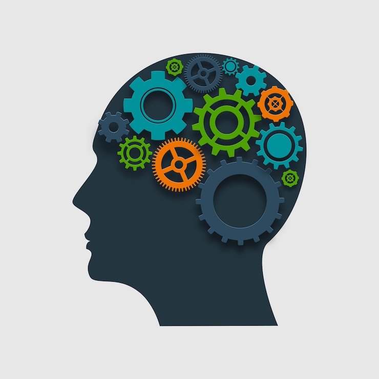 Vector Gratis head profile with gears