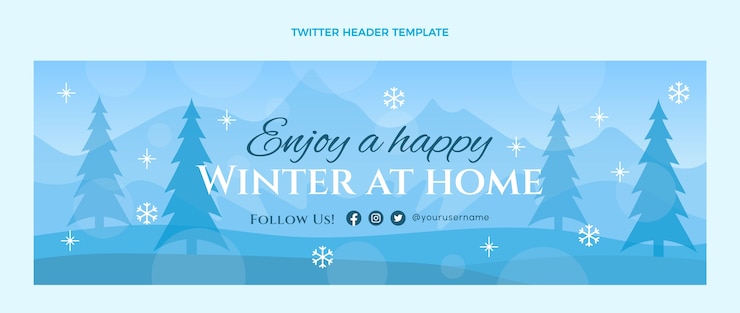 Vector Gratis header twitter musim dingin datar digambar tangan