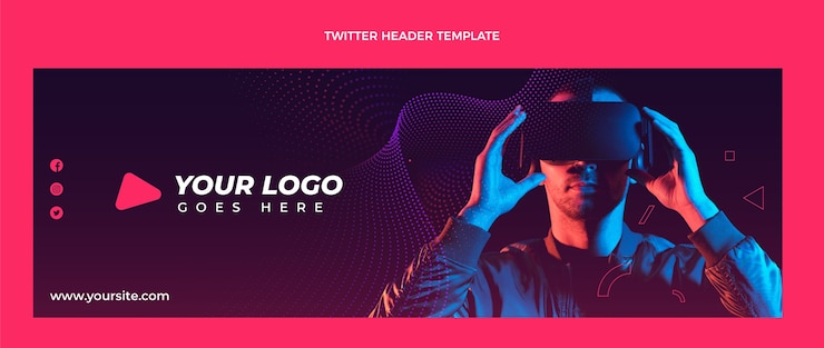 Vector Gratis header twitter teknologi halftone gradien