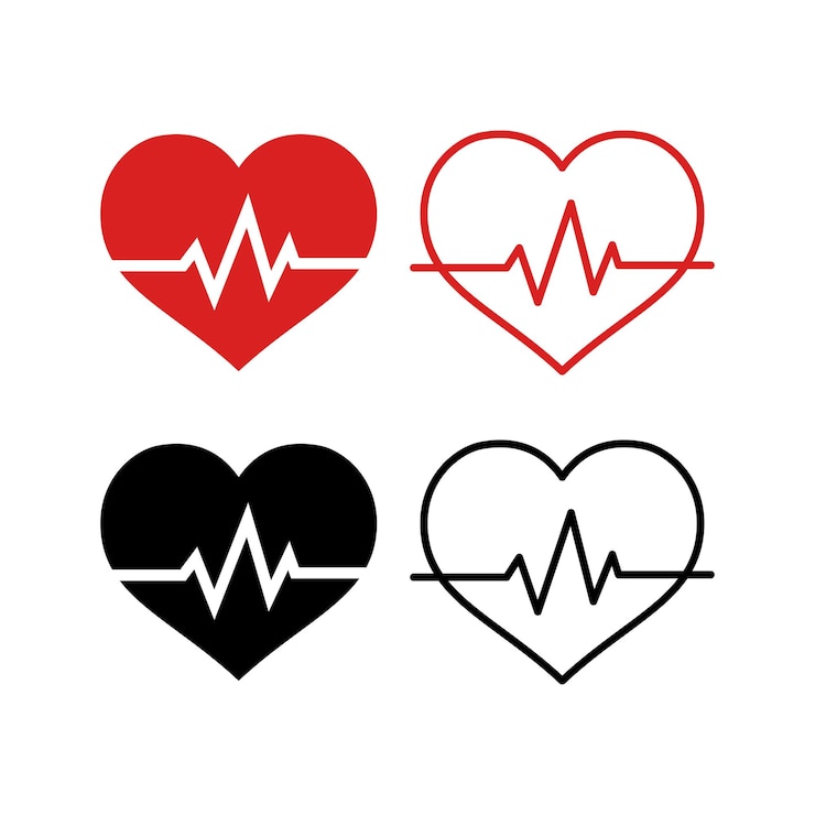 Vector Gratis heart with heartbeat set