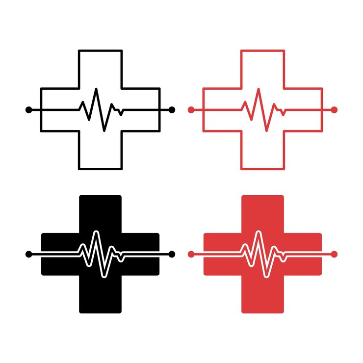 Vector Gratis heartbeat line with medical plus set