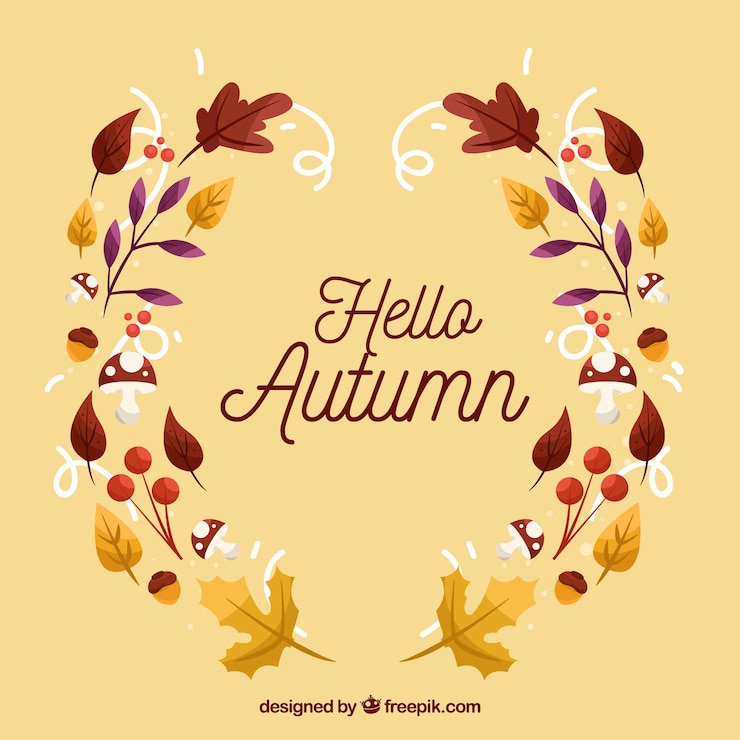 Vector Gratis hello autumn background with leaves