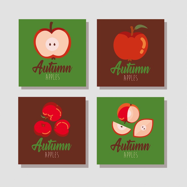 Vector Gratis hello autumn season bundle of cards
