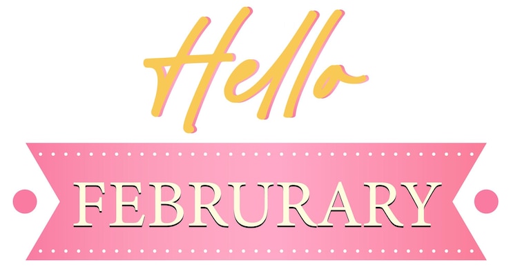 Vector Gratis hello february on pink ribbon