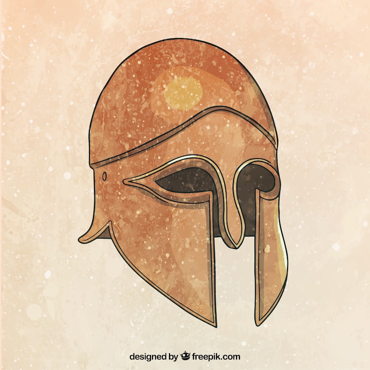 Vector Gratis helm digambar tangan dengan gaya abad pertengahan