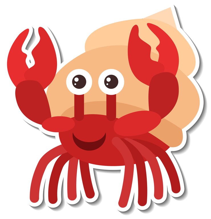 Vector Gratis hermit crab animal cartoon sticker