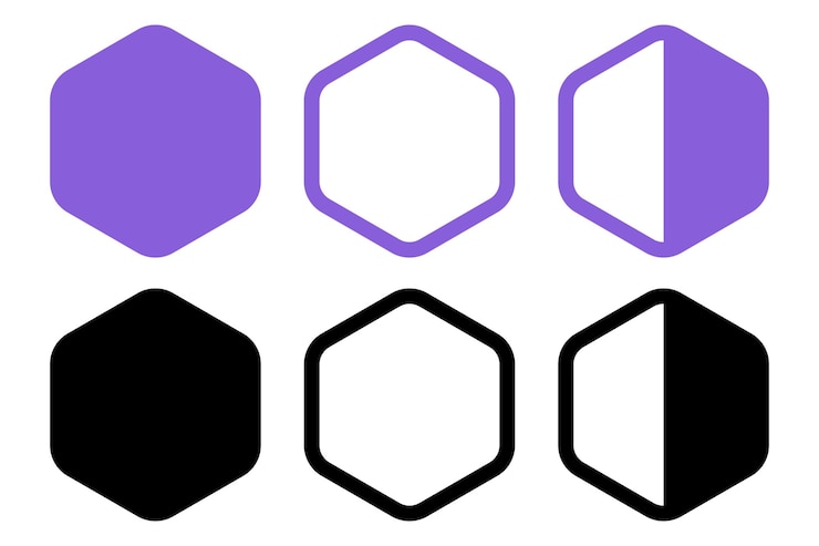 Vector Gratis hexagon shape in three styles