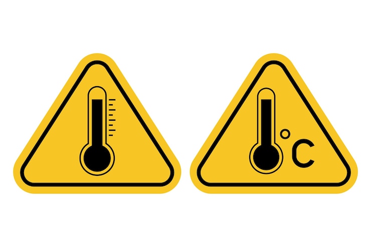 Vector Gratis high temperature warnings signs set of two