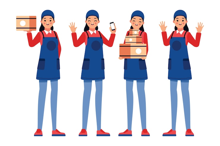 Vector Gratis home delivery worker in uniform