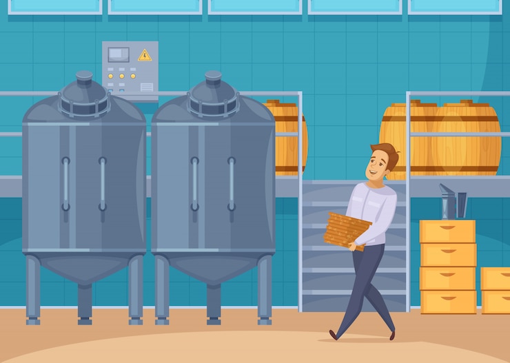 Vector Gratis honey production facility cartoon composition 