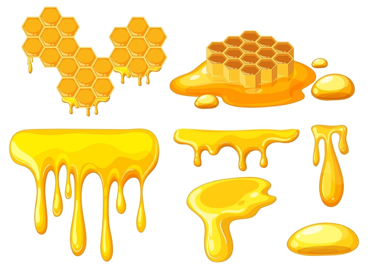 Vector Gratis honeycomb and honey drips illustration