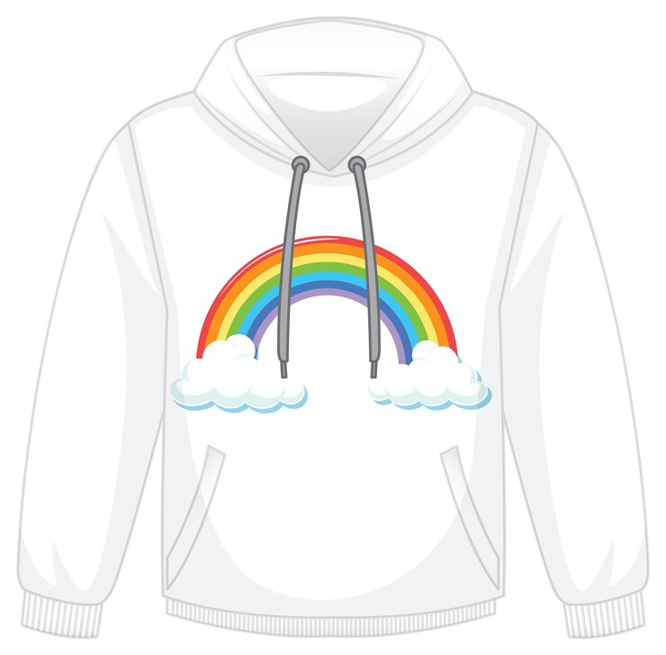 Vector Gratis hoodie putih dengan lengan panjang di latar belakang putih