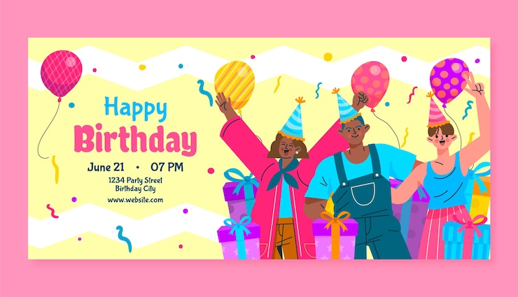 Vector Gratis horizontal banner template for birthday party celebration