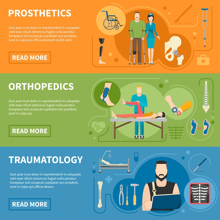 Vector Gratis horizontal banners of traumatology orthopedics