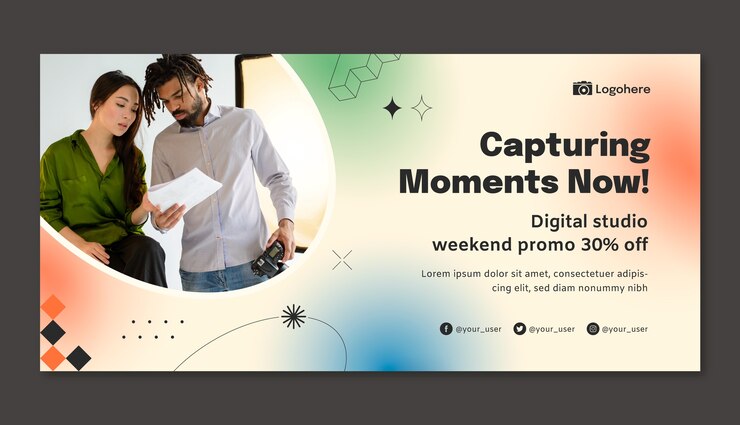 Vector Gratis horizontal sale banner template for photography career