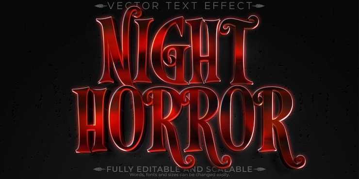Vector Gratis horror night text effect editable monster and scary text style