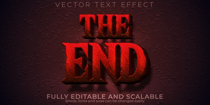 Vector Gratis horror text effect, editable night and scary text style