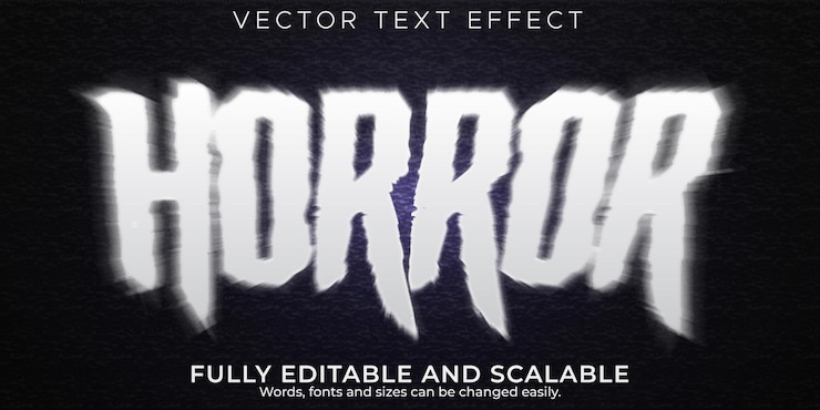 Vector Gratis horror text effect, editable scary and monster text style