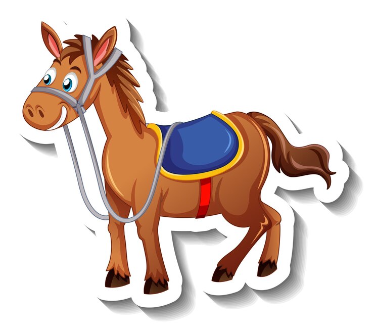 Vector Gratis horse with saddle cartoon character