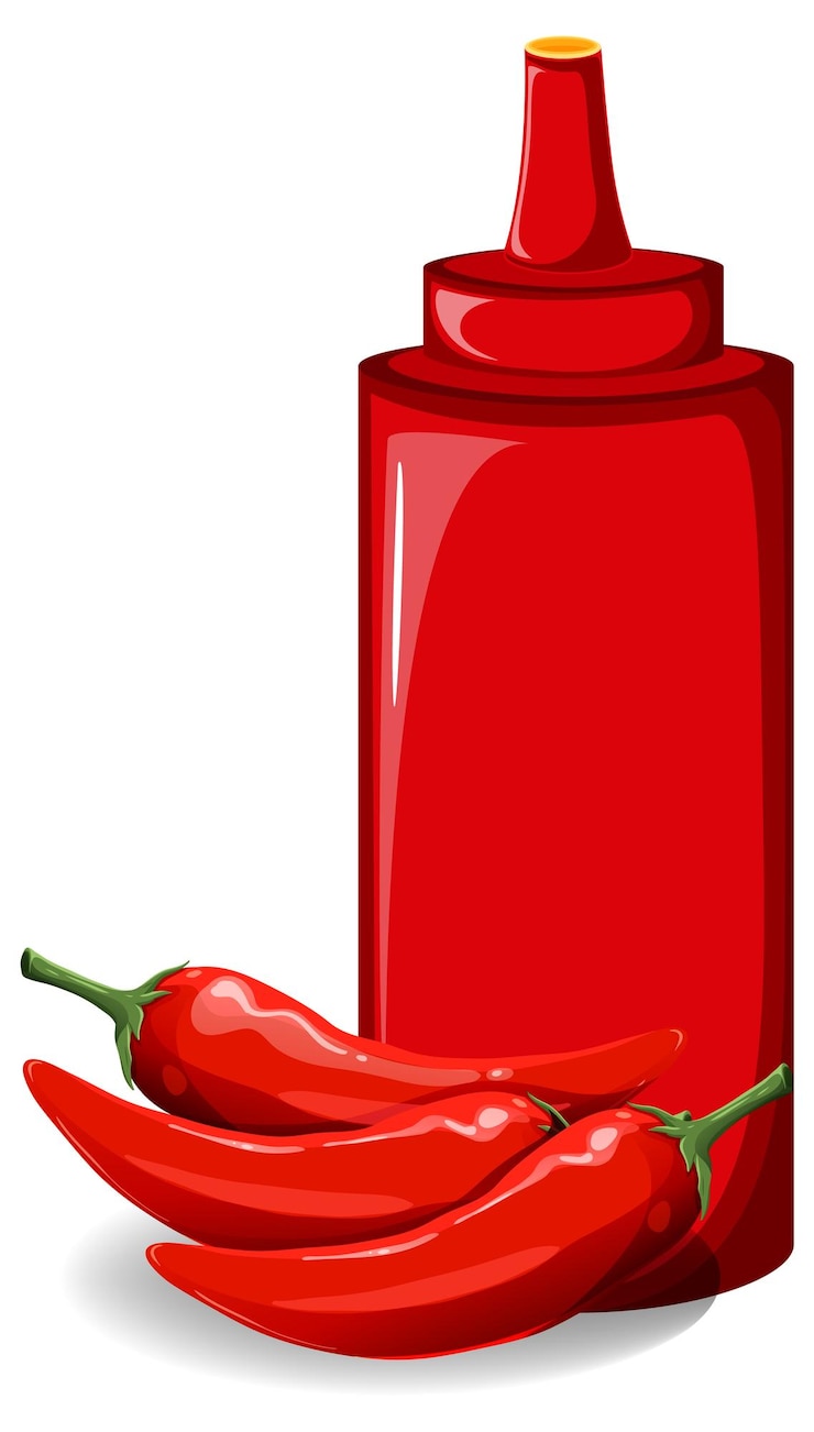 Vector Gratis hot sauce and chili peppers