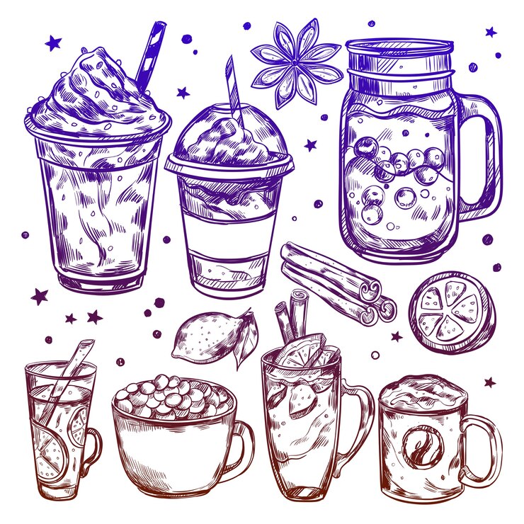 Vector Gratis hot winter drinks elements set