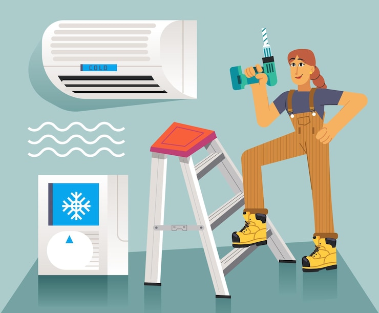 Vector Gratis household and renovation professions illustration