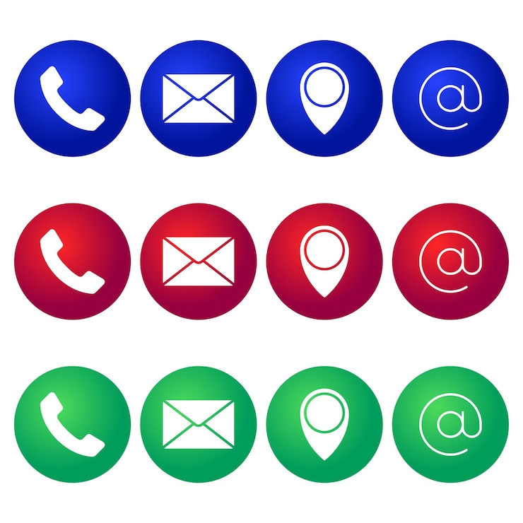 Vector Gratis hubungi kami tombol telepon email lokasi dan tanda @