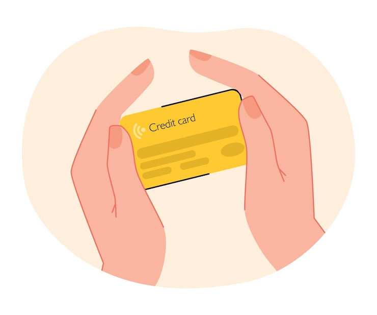 Vector Gratis human hands holding yellow credit card