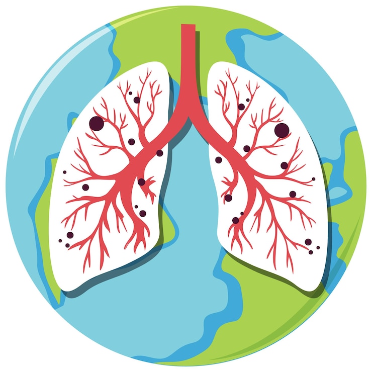 Vector Gratis human lungs on earth globe