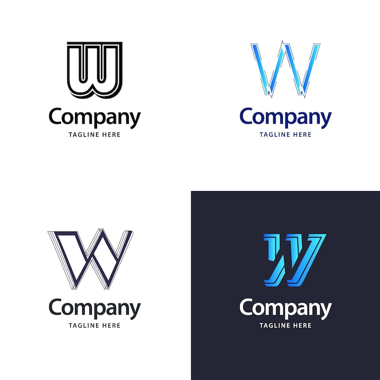 Vector Gratis huruf w paket logo besar desain desain logo modern kreatif untuk bisnis anda ilustrasi nama merek vektor