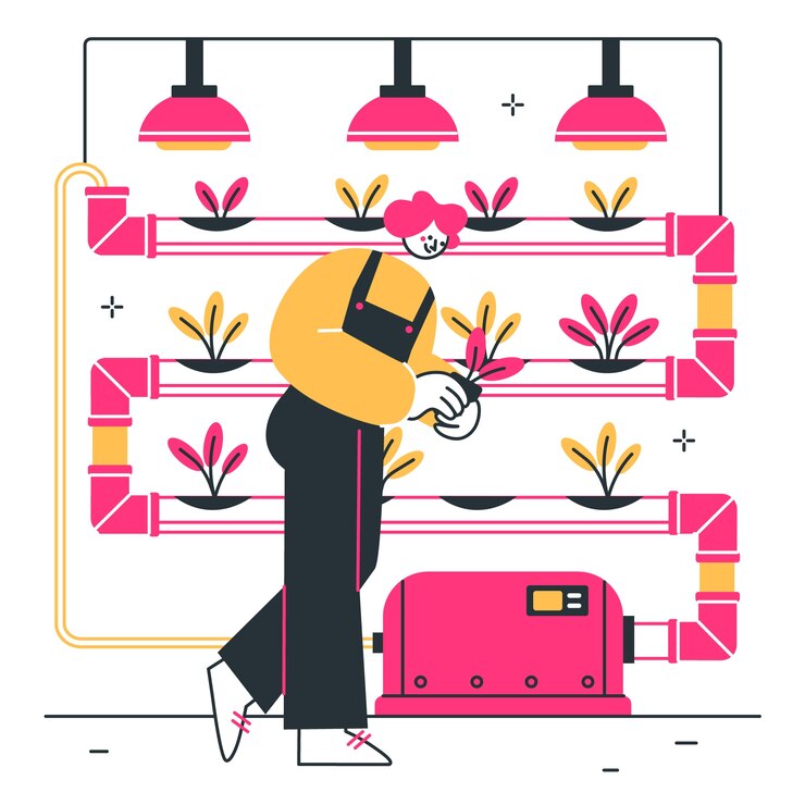 Vector Gratis hydroponic farmer  concept illustration