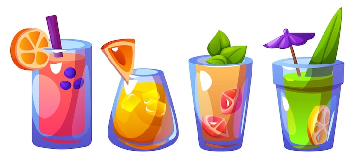 Vector Gratis ice juice lemon drink with fruit cartoon vector
