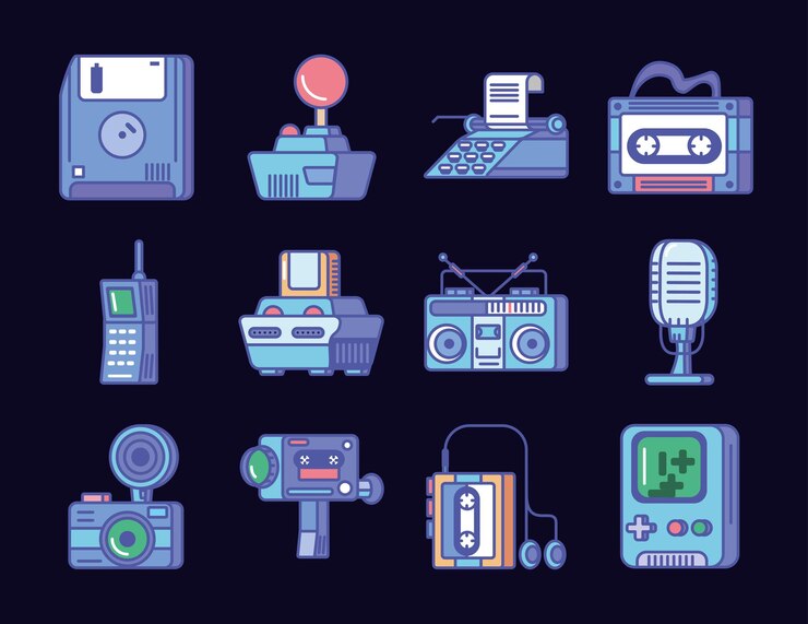 Vector Gratis icons set retro tech gadgets
