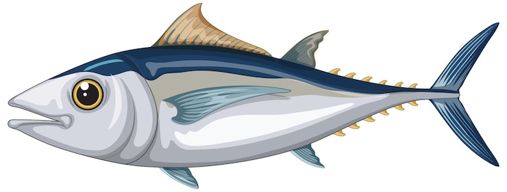 Vector Gratis ikan tuna albacore dengan latar belakang putih