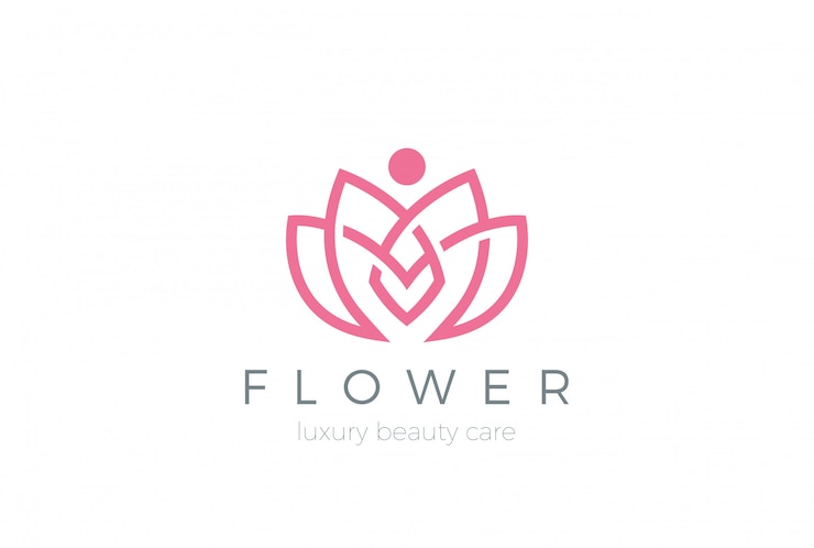 Vector Gratis ikon logo bunga lotus. gaya linier