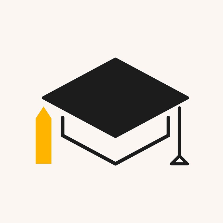 Vector Gratis ikon mortarboard, ilustrasi vektor desain datar simbol pendidikan