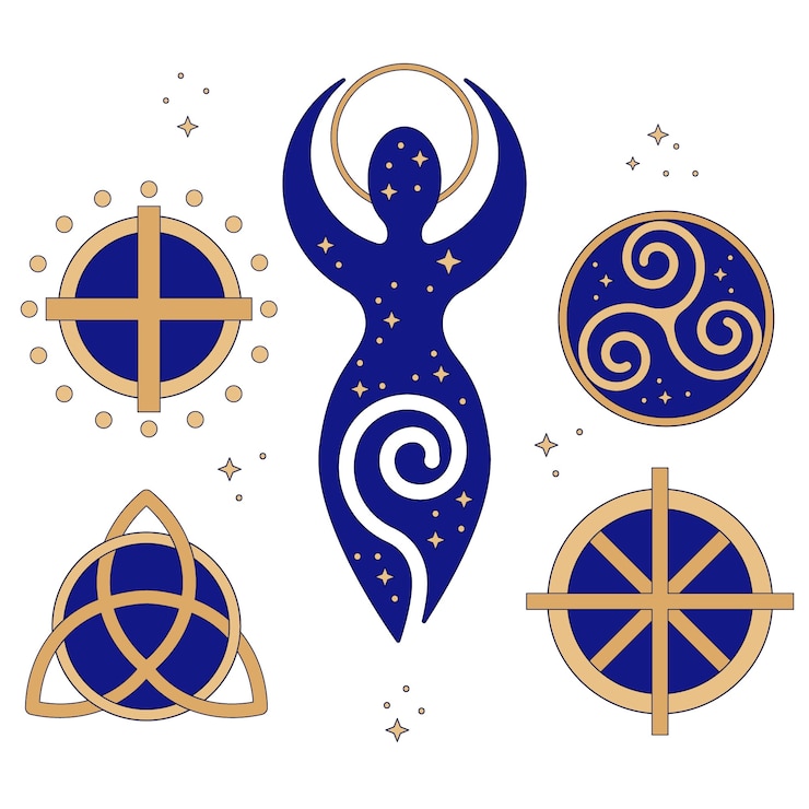 Vector Gratis ikon wiccan digambar tangan