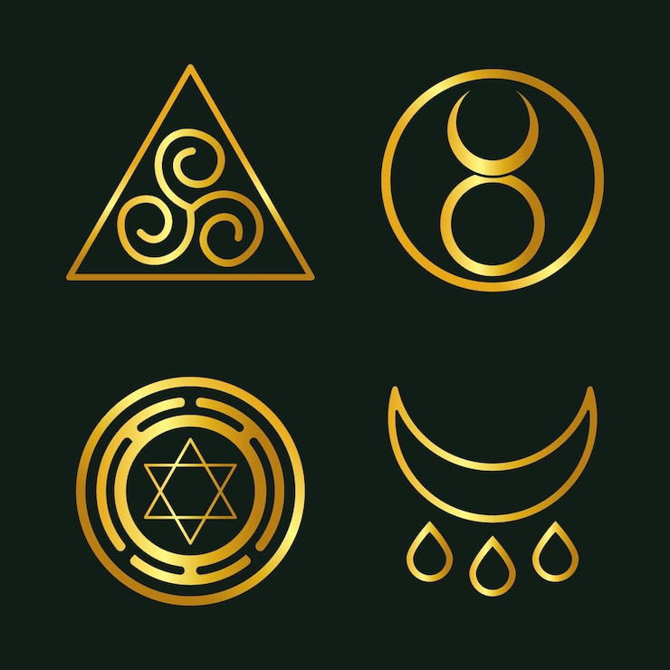 Vector Gratis ikon wiccan digambar tangan
