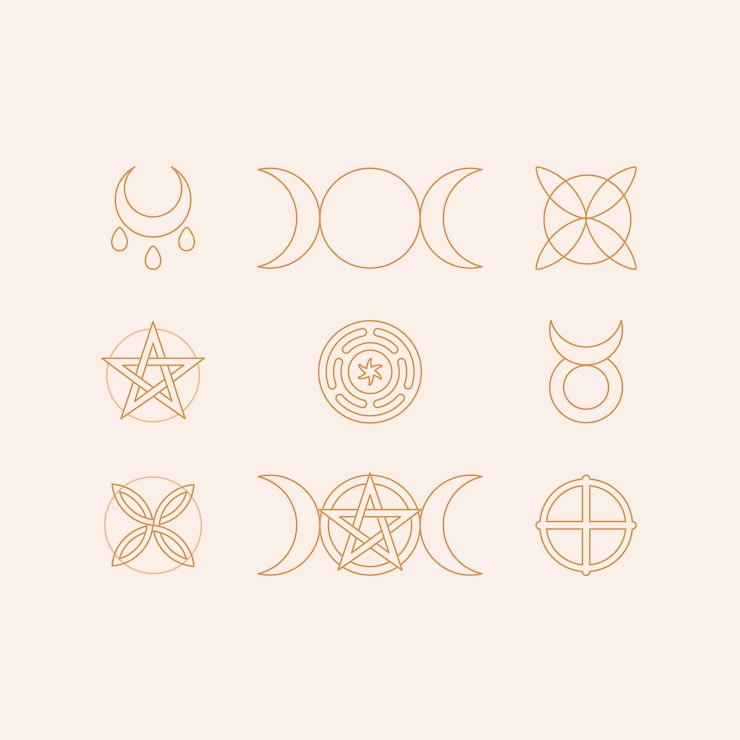 Vector Gratis ikon wiccan digambar tangan