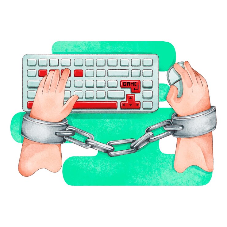Vector Gratis illustrated addiction for online gaming