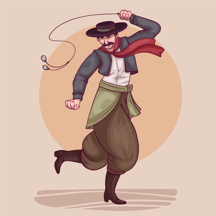 Vector Gratis illustration of gaucho dancing in hand drawn style