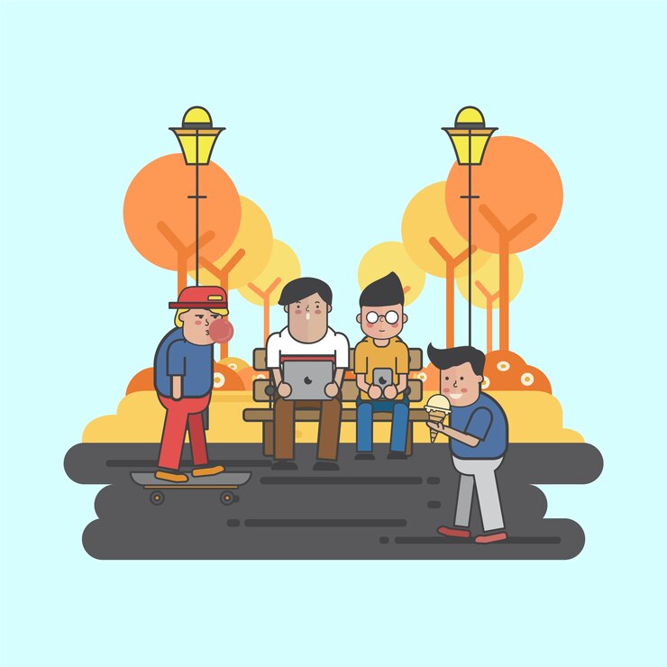 Vector Gratis illustration of guys hanging in the park