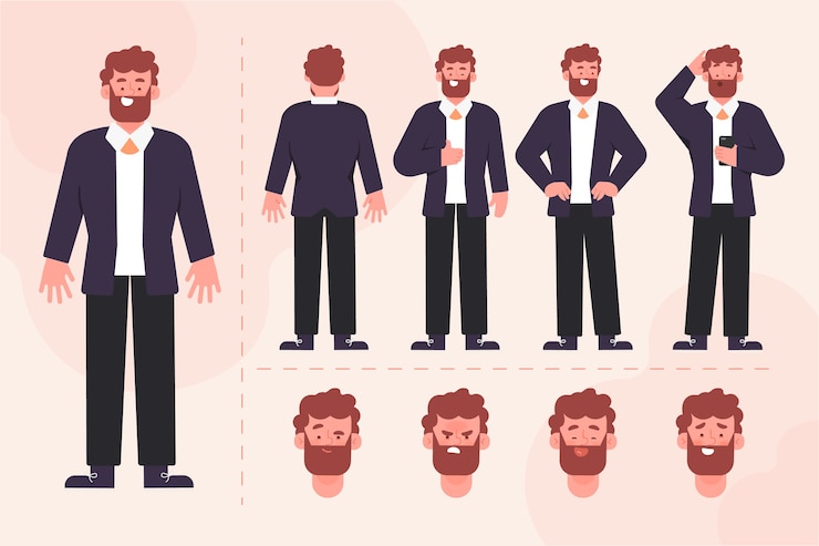 Vector Gratis illustration of male character poses collection