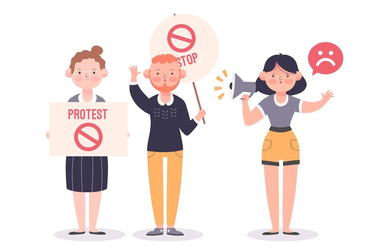 Vector Gratis illustration of people protesting peacefully