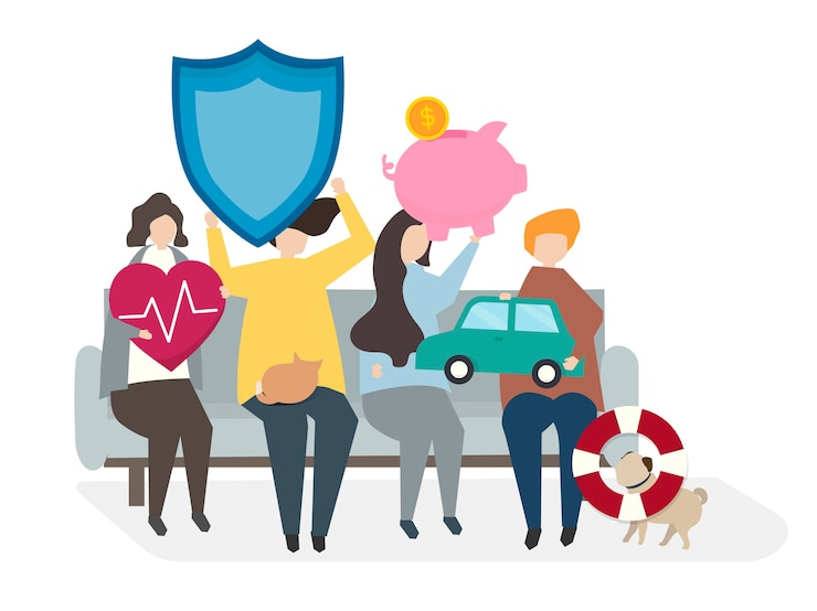 Vector Gratis illustration of people with insurance policies