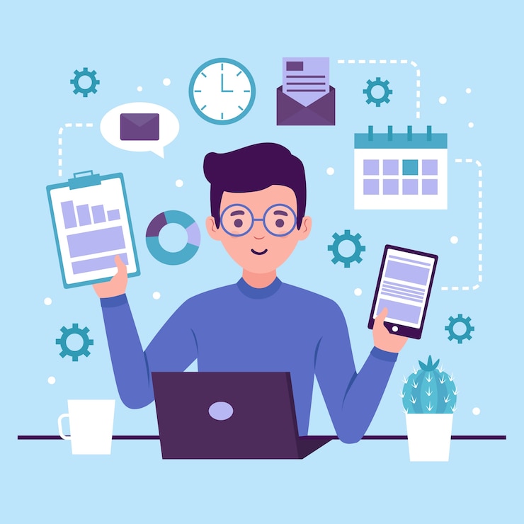 Vector Gratis illustration with multitasking design