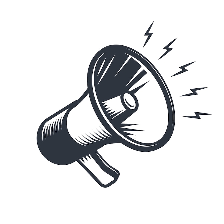 Vector Gratis illustrationn of megaphone. monochrome style. isolated on white background.