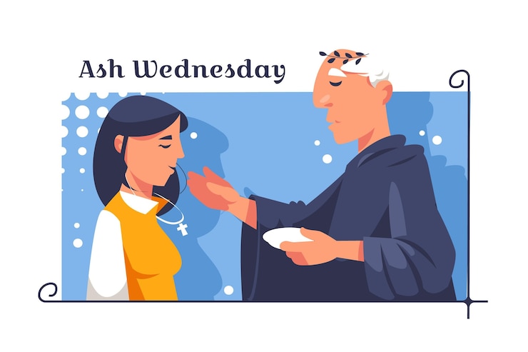Vector Gratis ilustrasi acara rabu abu desain datar