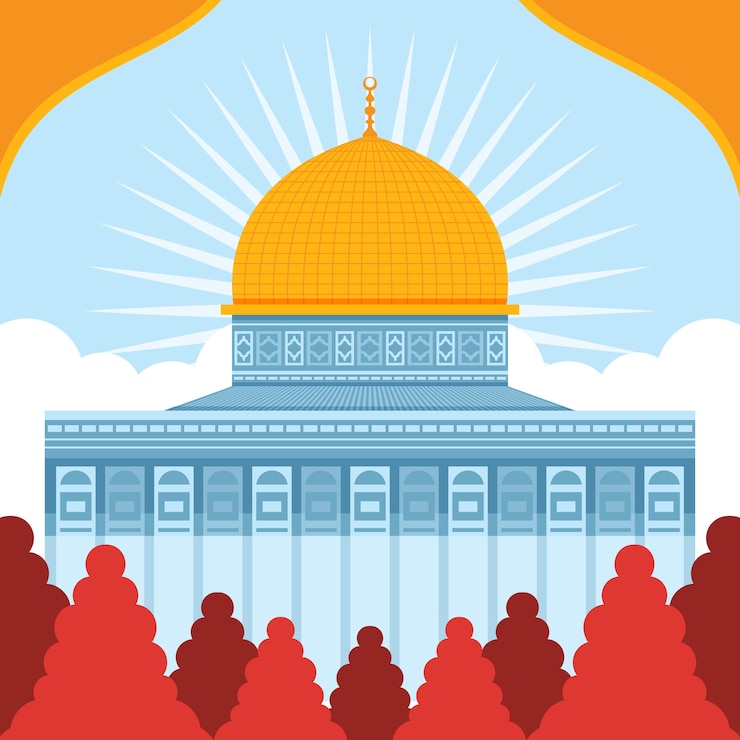 Vector Gratis ilustrasi al aqsa desain datar