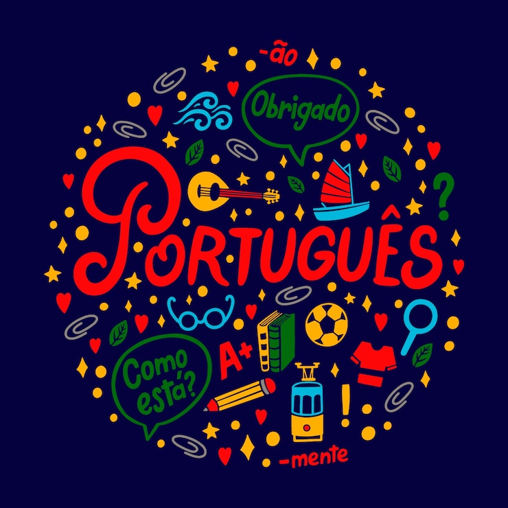 Vector Gratis ilustrasi bahasa portugis digambar tangan